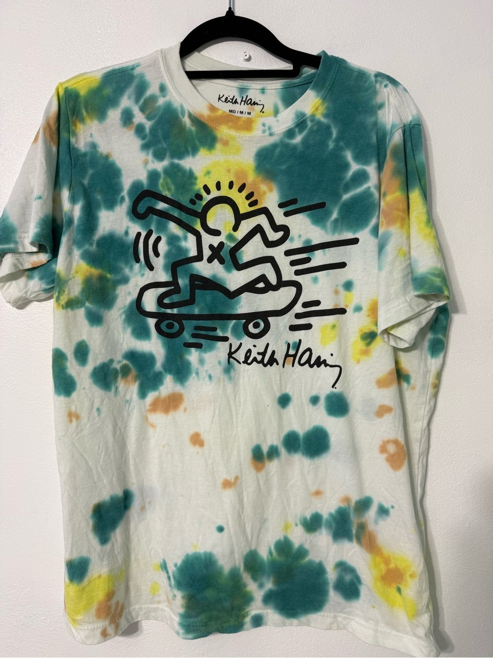 Keith Haring Tie-Dye Skate Graphic Tee - Green, Yellow, Orange